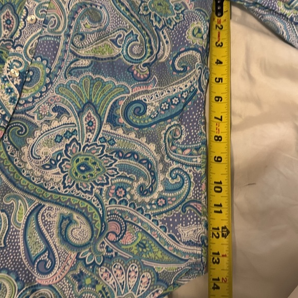 Talbots Baby Blue Pink Paisley Button Down Top NWOT - Picture 8 of 9